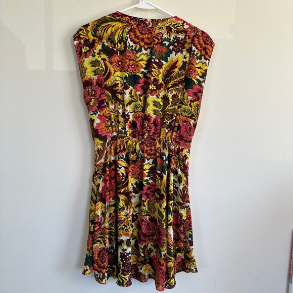THML Womens Floral Print Button Front V-Neck Short Sleeve Flowy Dress Size M - Picture 9 of 12